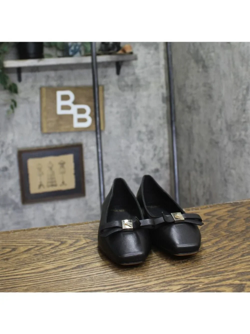 Kate Spade New York Womens Deco Bow Smooth Leather Ballet Flats KM817 Black 7B